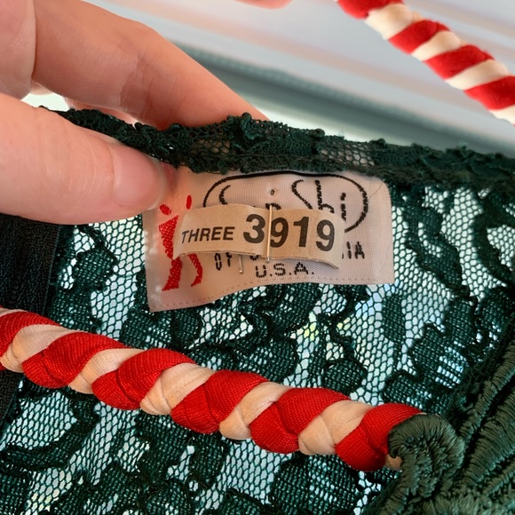 💚Vintage emerald Green Lace Dress Sen Shi Drop waist floral fringe - Picture 8 of 8